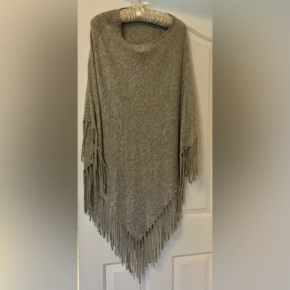 Gray Knit Poncho